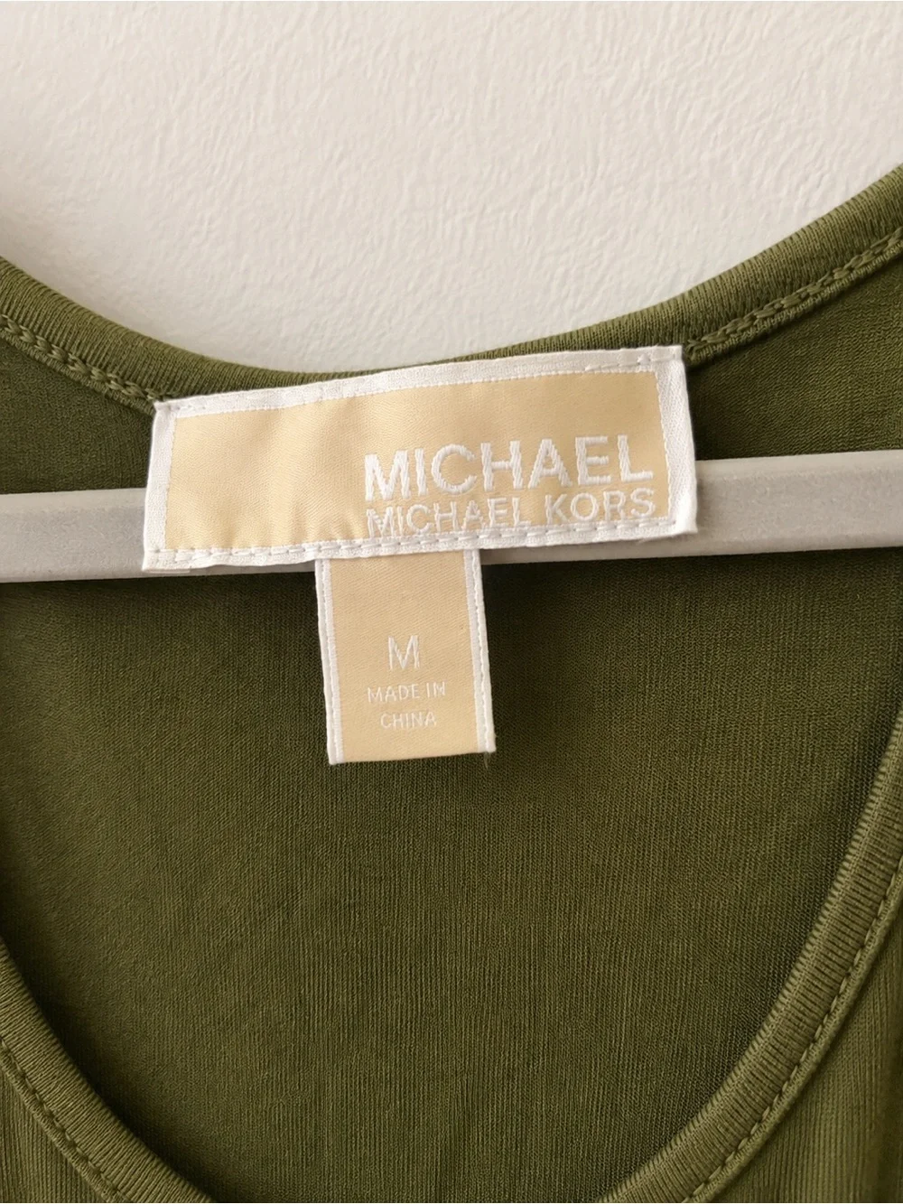 Michael Kors Olive Green Fringe Tank Dress with Yellow Stripes